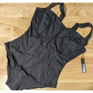 TA3 Lifty Shaping Swimsuit Black XL Regular Long H/I Cup Backless Underwire NWT
